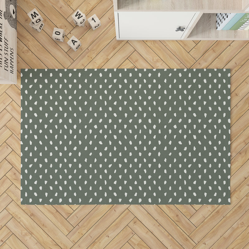 Splat Point Charcoal Kids Play Mat, Rectangle 4' x 6', Chimichurri/Green