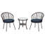 Ensemble de loisirs d'extérieur, 2 chaises simples en rotin avec une table ronde en verre, parfaites pour les patios, les balcons et les cours-334067825-334067827