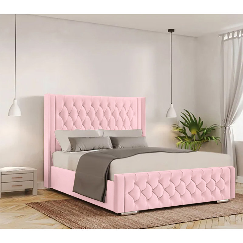 Athlene Upholstered Bed Frame, Pink, Single (3')