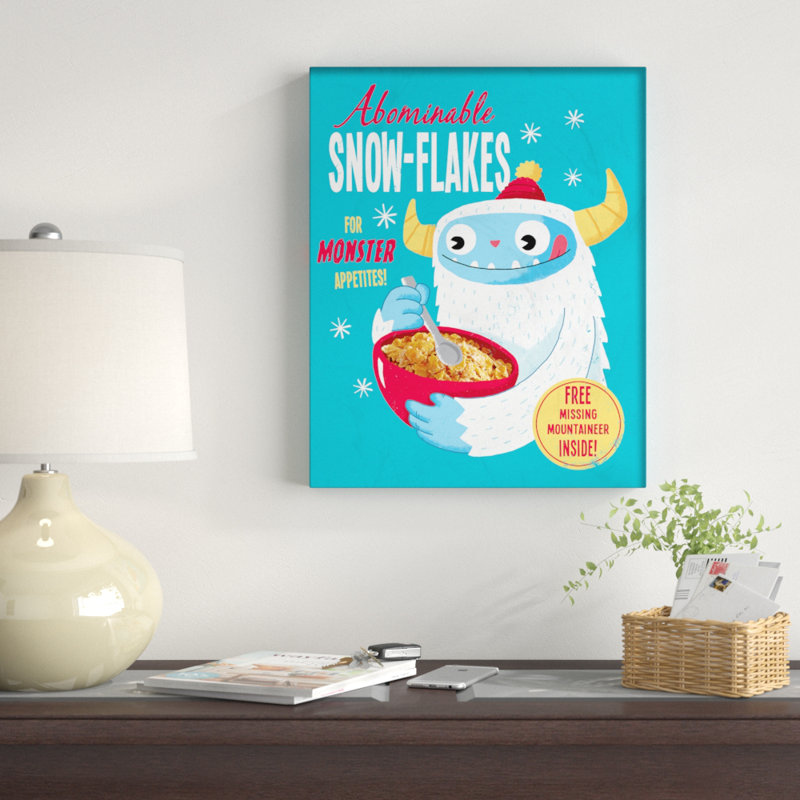 « abominable snow-flocons monster affiche style céréale », impression, H 20 po x l 16 po x P 1,5 po