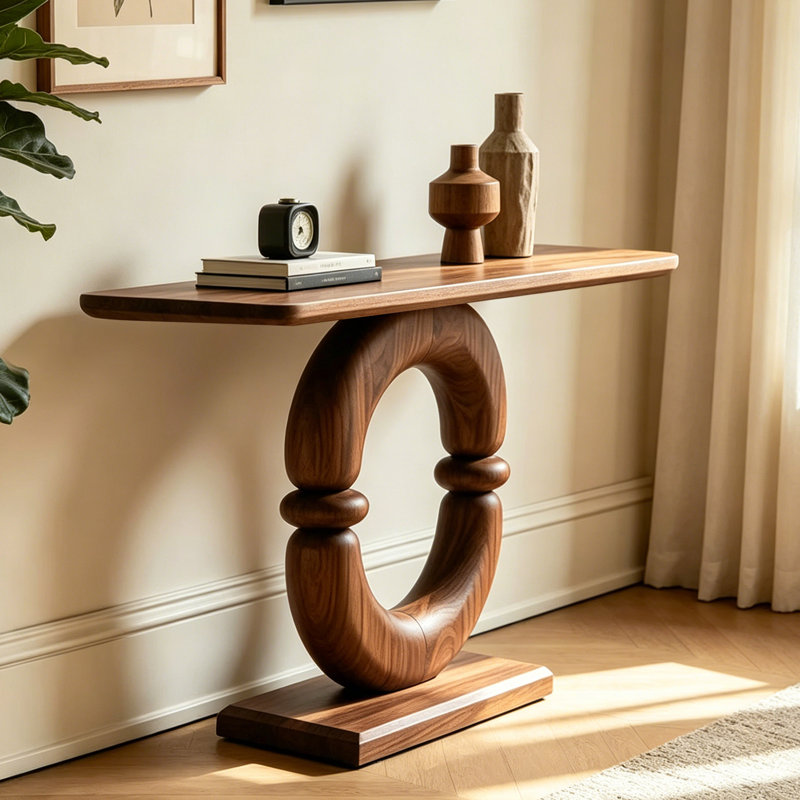Console de style chinois simple et moderne brune, H 33,5 po x l 47,2 po x P 11,8 po