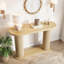 Console ovale cannelée 42,5 po - Table d'entrée étroite avec tablette de rangement, canapé moderne pour le couloir, le vestibule et le canapé derrière, chêne naturel-1011476980