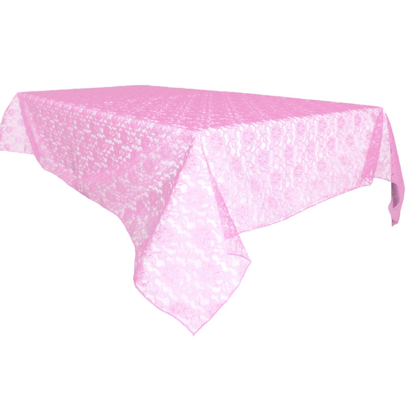 Floral Lace Overlay, 102" x 58", Pink