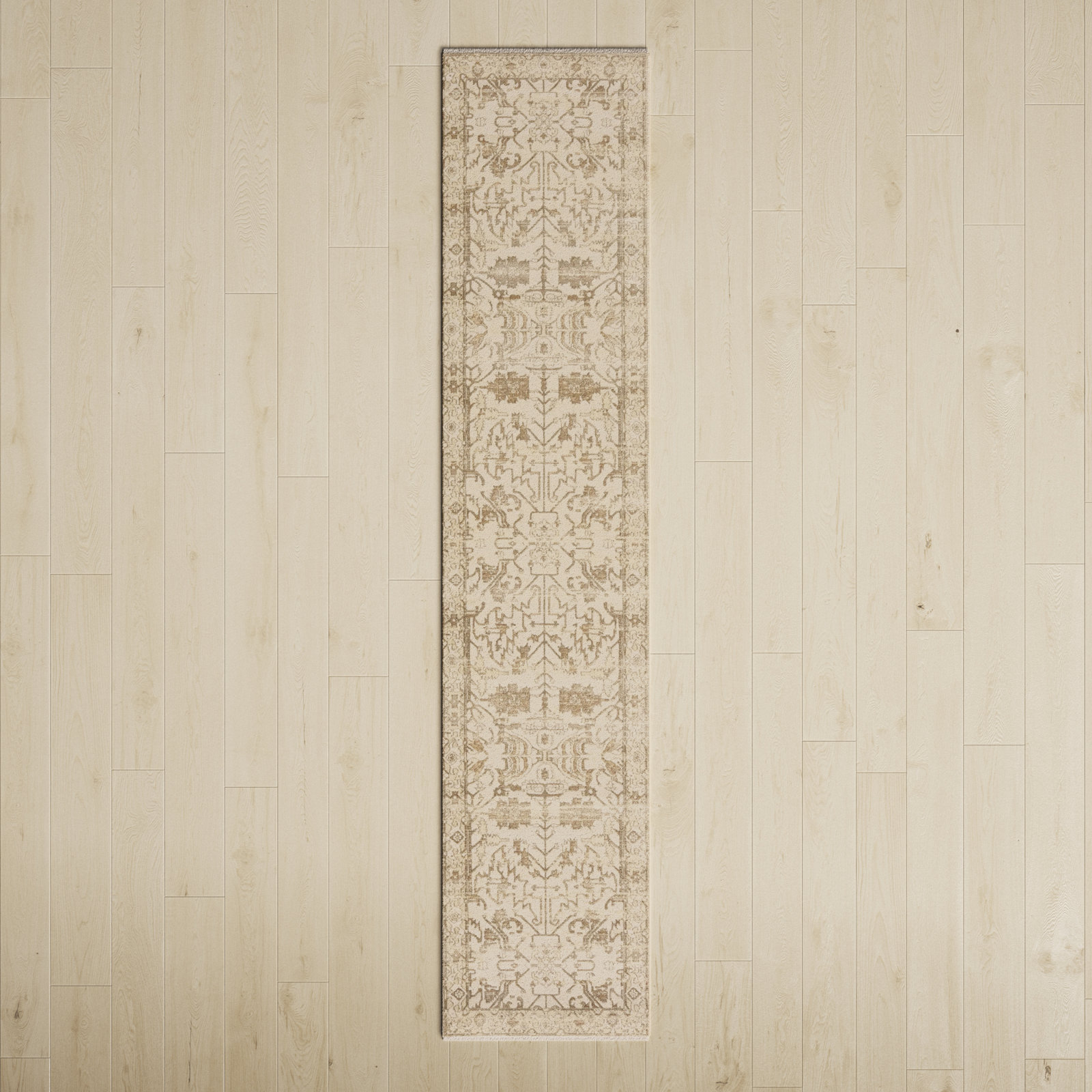 Cupertino Cream Light Gray Oriental Rug, Runner 2'6" x 12'
