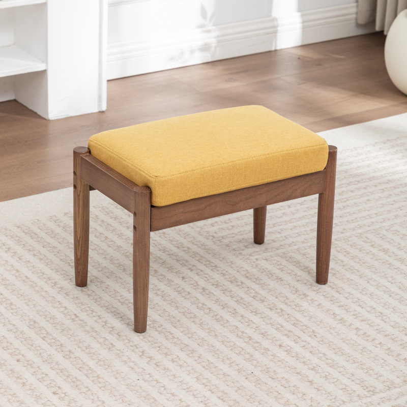 Juntier Upholstered Ottoman, Yellow
