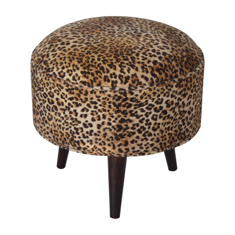 Hardtner 45cm Wide Round Animal Print Footstool Ottoman