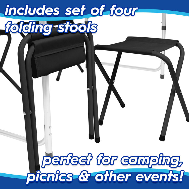 Rectangular 5 - Piece 4 - Person Outdoor Table Set, Black
