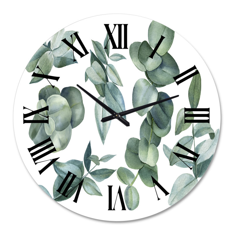 Feuilles d'eucalyptus vert foncé - Horloge murale traditionnelle, Moyenne