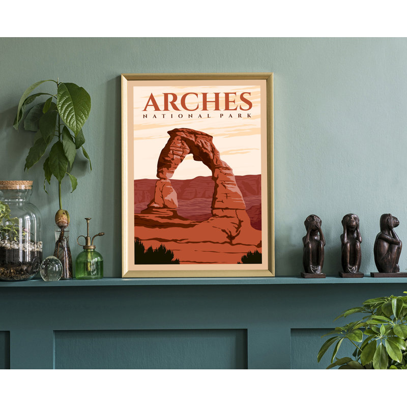 Reproduction sans cadre d'une affiche rétro du parc national de pierre jaune, H 14 po x l 11 po x P 0,35 po