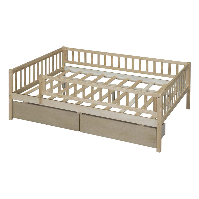 Kallel Daybed with Two Drawers and Guardrails, Full/Double, Brown