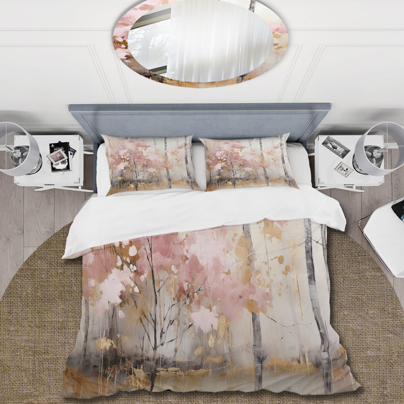 Minimalisme Gold Forest - ensemble de housse de couette paysages - microfibre de polyester