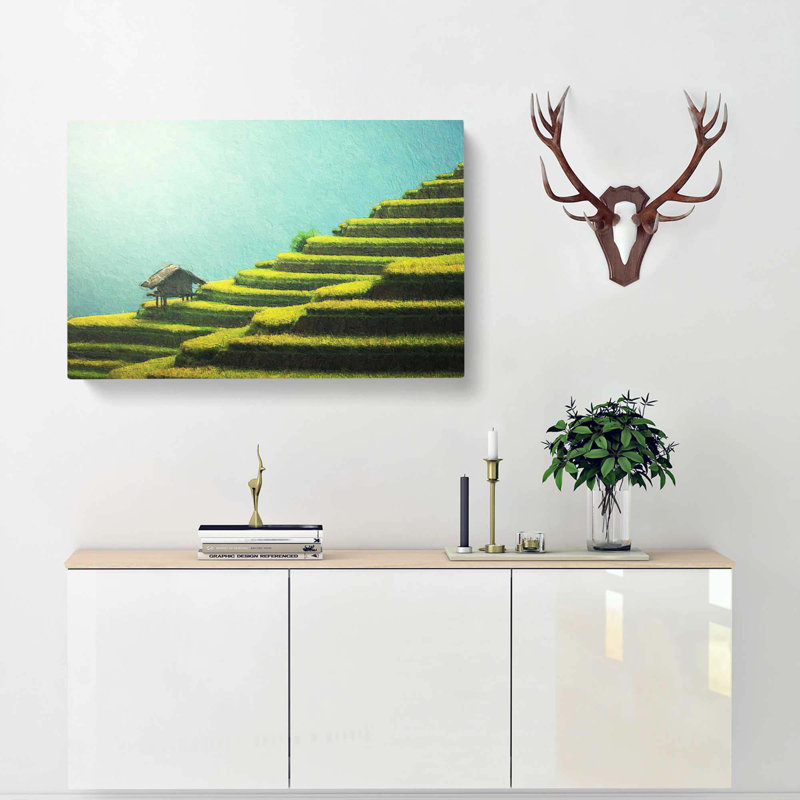 Rice Plantation In Cambodia - Wrapped Canvas Print, 35cm H x 50cm W x 3cm D