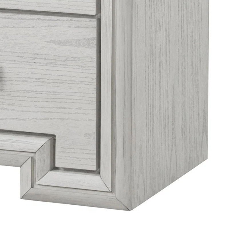 Basil Nightstand, 2 Drawers, Rustic White Solid Wood, 29 Inch