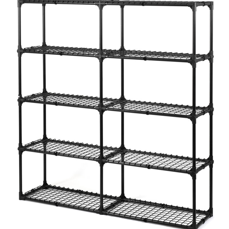 Support de rangement en fil métallique à 5 tablettes avec couvercle - 60,1 po Grand, stable, capacité de rangement de 1 100 lb, haut, noir