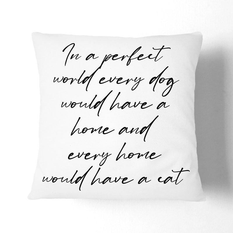 Dog Typography Square Throw Cushion, White, 55cm H x 55cm W x 20cm D