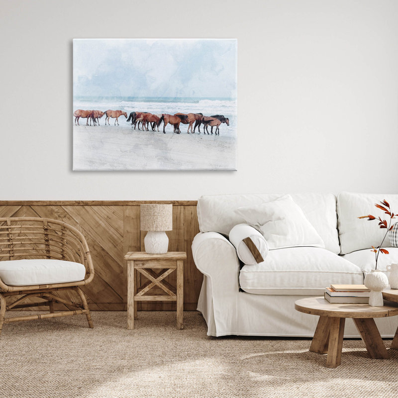 Toile de cheval sur une plage flottante, H 36 po x l 48 po x P 1,5 po, Toile tendue