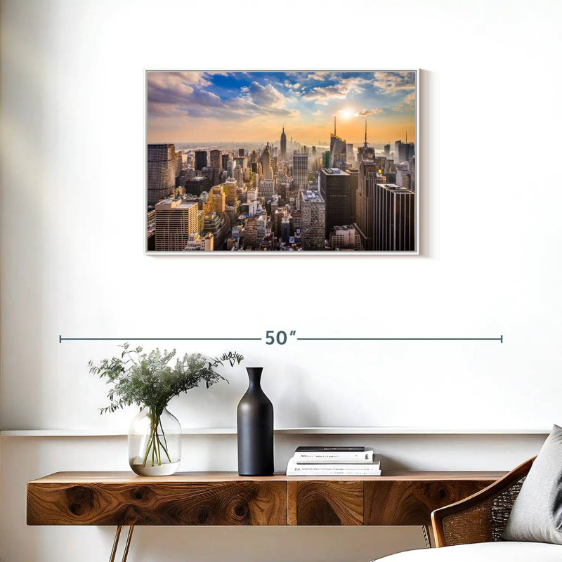 New York Riva au lever du soleil, Cadre flottant blanc, 31 po x 21 po