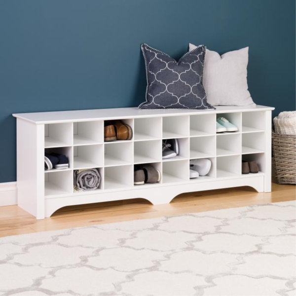 23.6 Modern Upholstered Gray Shoe Rack Flip-Top Entryway Bench with Open  Storage