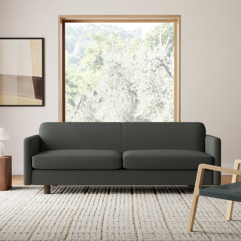 Ewing 86" Upholstered Custom Sofa, Walnut, Turbo Iron Basketweave