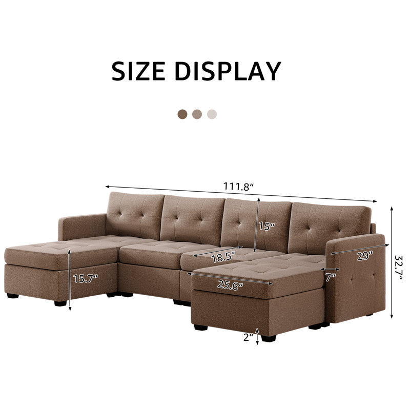 Canapé modulaire 6 pièces Javaughn, Brun