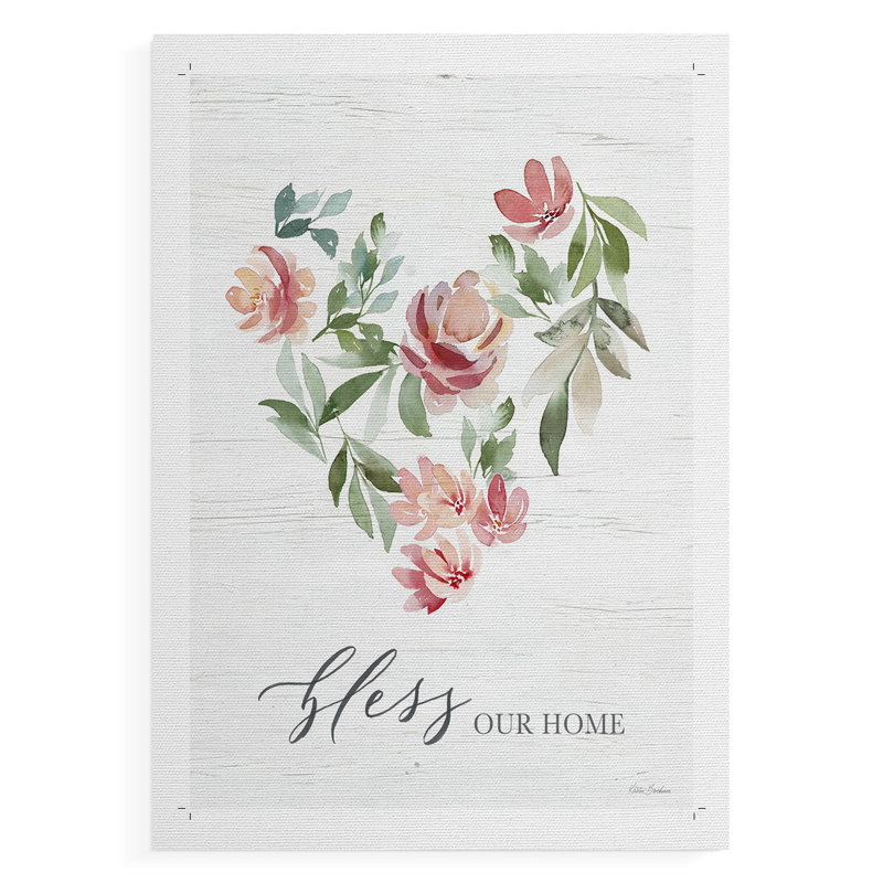 Cœur floral paradisiaque - reproduction de toile seulement - non encadrée, H 18 po x l 12 po