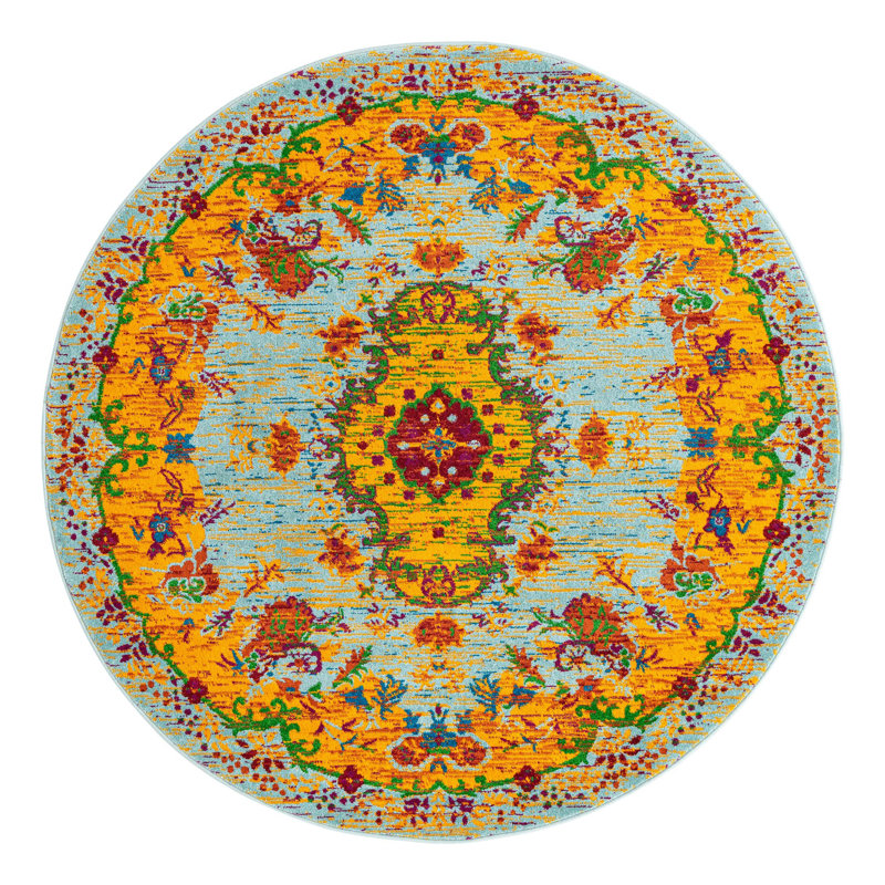 Floral Indoor Rug, Round 5'3"
