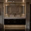 Meuble-lavabo mural de 60 po avec armoire en bois massif Melora, comptoir en pierre naturelle, tiroirs à fermeture en douceur et éclairage de designer DEL Melora-1251430800