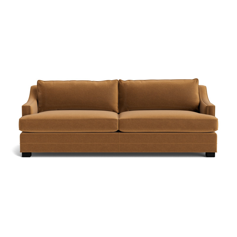 Keaton Slope No Nail 94 Sofa, Black, Performance Velvet - Hazelnut