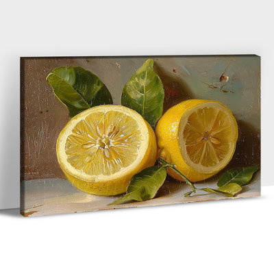  «Lemon», reproduction d'art sur toile, fruits rustiques, art mural de cuisine pour les aires de cuisson, salles à manger, impressions de peinture au citron rétro, 12 po x 16 po