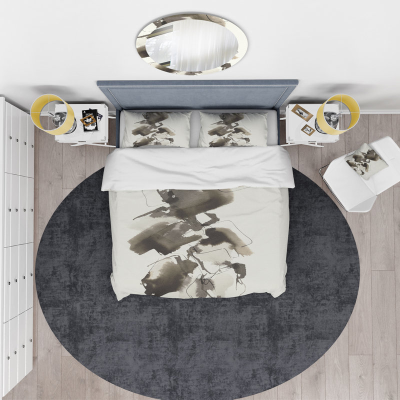 Geometric Glam Square I - Ensemble de housse de couette moderne et contemporain - Microfibre de polyester