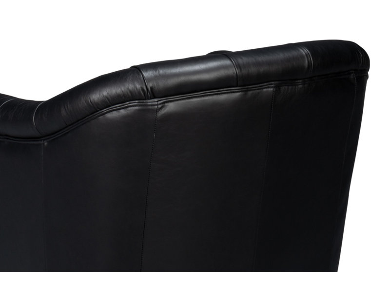 Coolidge Swivel Club Chair, Onyx Black Genuine Leather