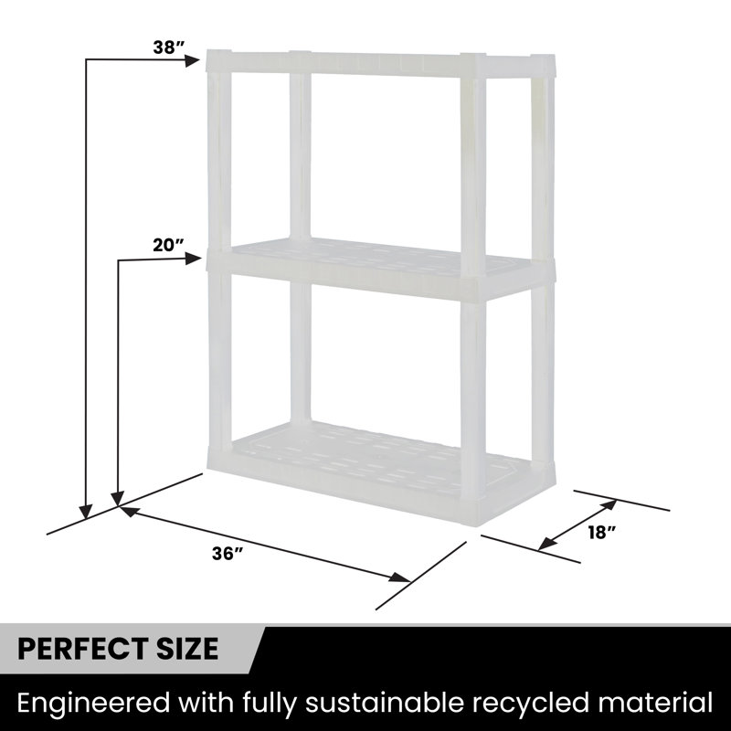 Étagère de rangement robuste à 3 niveaux Nandor, support de rangement pour garage et garde-manger autoportant, l 30 po x P 14 po x H 39 po, blanc