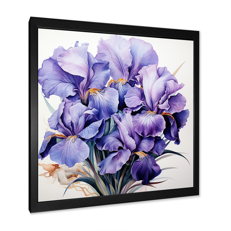 «Mauve Iris Grace II - Iris», art mural, Cadre simple noir, H 36 po x l 36 po x P 1,5 po