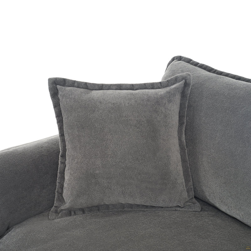 Canapé modulaire à assise profonde avec 2 repose-pieds et coussins moelleux, 33,46 po H x 75,59 po L x 57,48 po P, 2, Gris