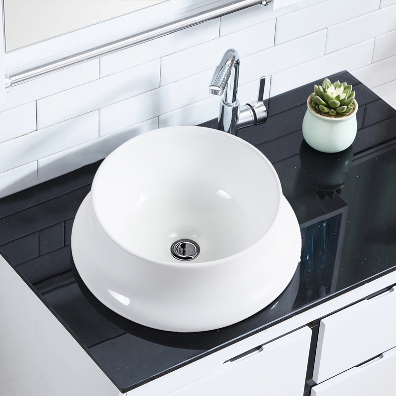 Ceramic Vessel Sink In White For Bathroom - Subtle Elements, Long-Lasting Material, Longevity