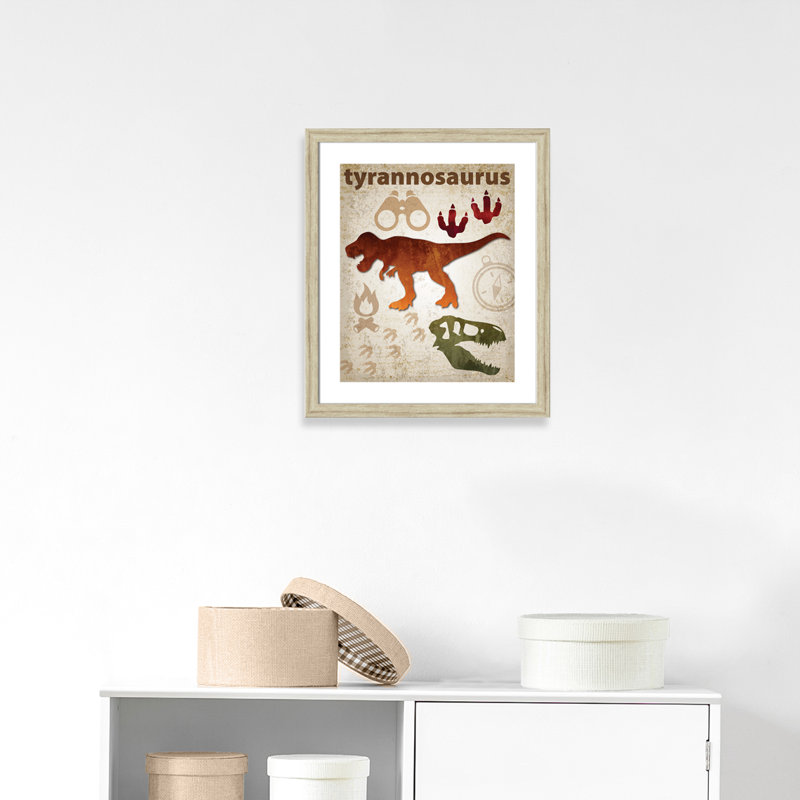 Adhésif décoratif dinosaures - 01 pi, H 26,5 po x l 22,5 po x P 0,625 po, Cadre plat beige