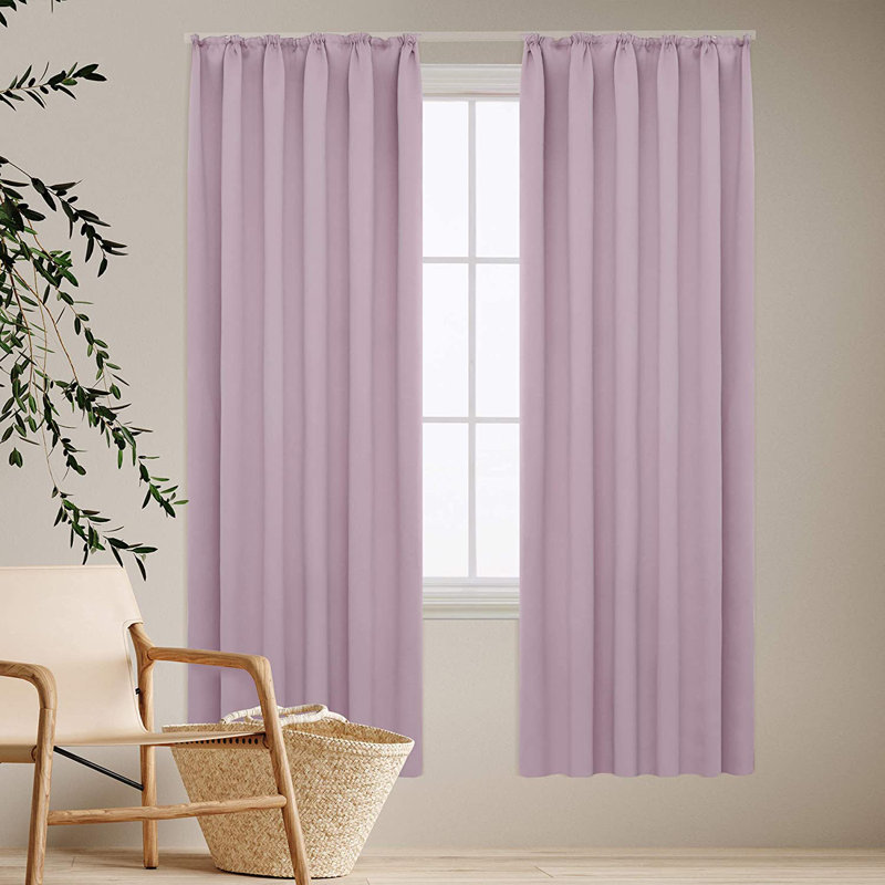 Deavin Blackout Curtain Pair, Width 140 x Drop 175cm, Baby Pink