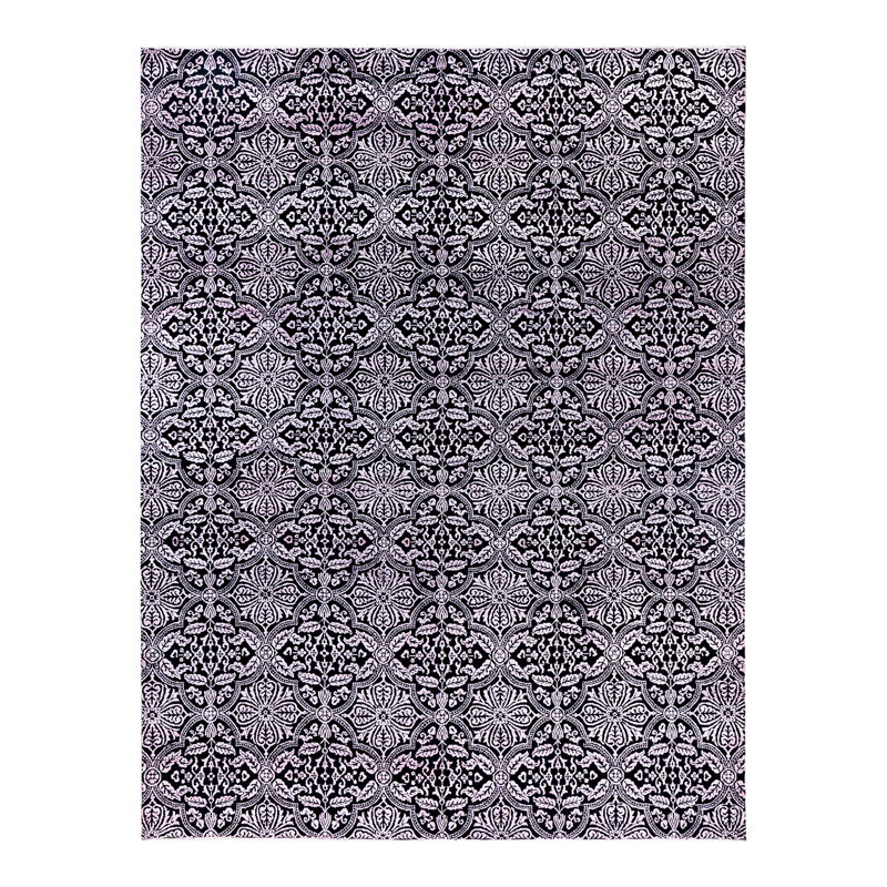 Tapis noué à la main de conception unique Ikat - bleu, 9 pi 3 po x 12 pi 1 po