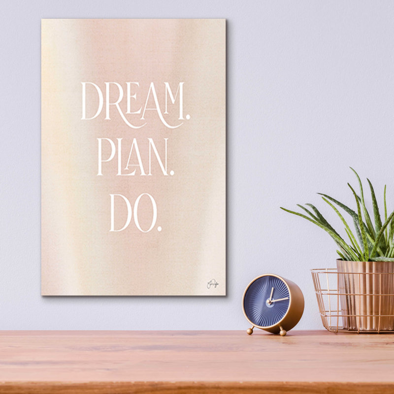 «Dream - Plan - Do» par Yass Naffas Designs, art mural en verre acrylique, H 16 po x l 12 po x P 0,13 po