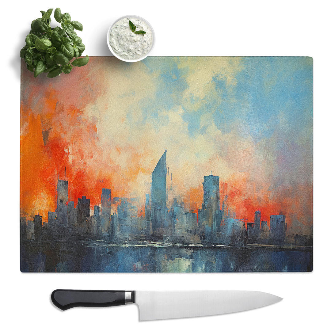 Skyline Action  Glass Chopping Board