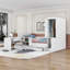 Lit plateforme double avec 6 tiroirs, tablettes et coiffeuse-1219064466