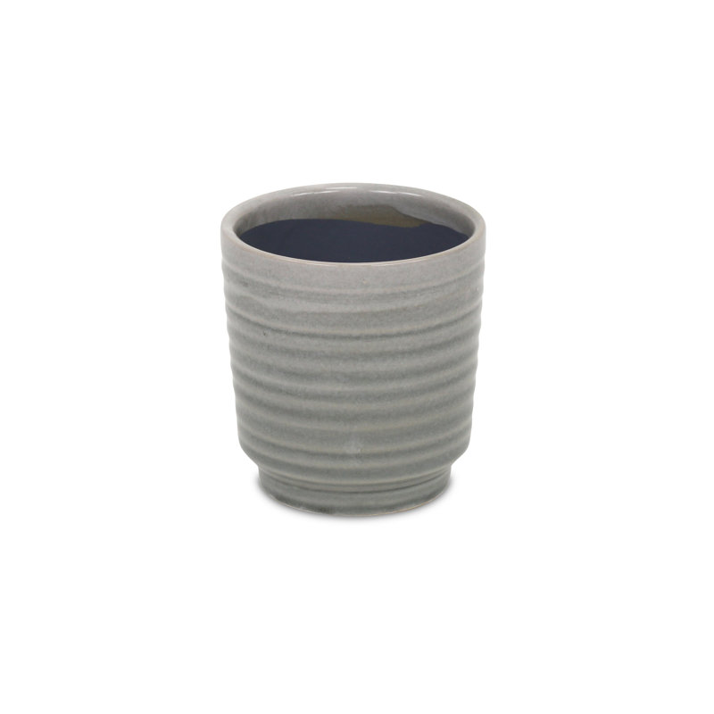Pot à fleurs rond gris patiné 19 oz