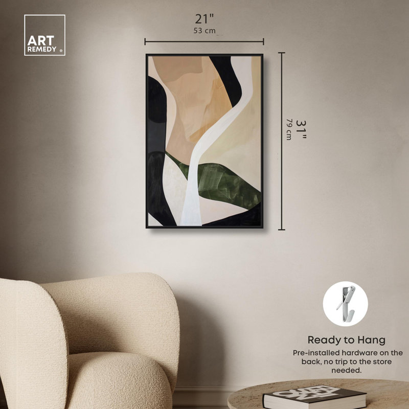 Grain Canvas Midcentury Abstract Wall Art by Art Remedy, 55" H x 37" W, Black Framed