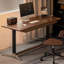 Bureau rectangulaire en noyer massif avec 2 tiroirs-130219508