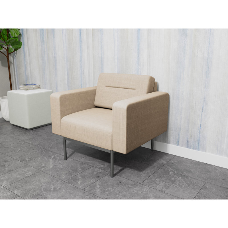 Chaise d'invité de réception Darsey, Argent argent, Chambray calcaire, Without Power