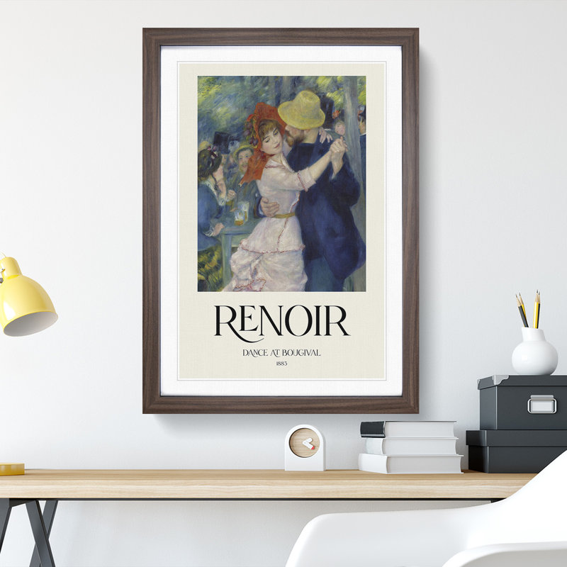 Dance At Bougival by Pierre-Auguste Renoir - Single Picture Frame Print, Walnut Framed, 48cm H x 36cm W x 2cm D