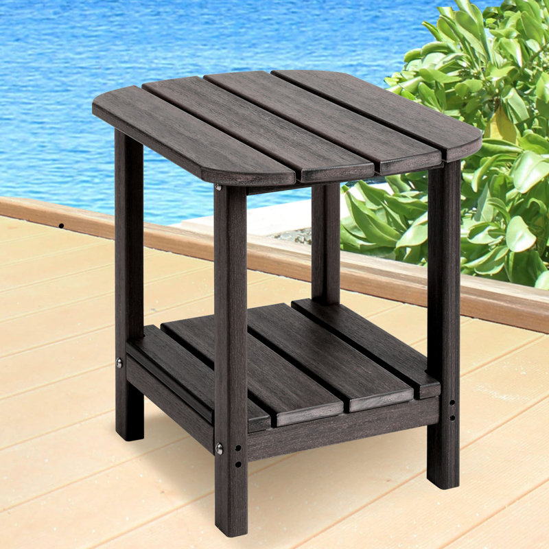 HDPE Outdoor Side Table, 2-tier Adirondack Side Table, All Weather Resistance, Mix Brown