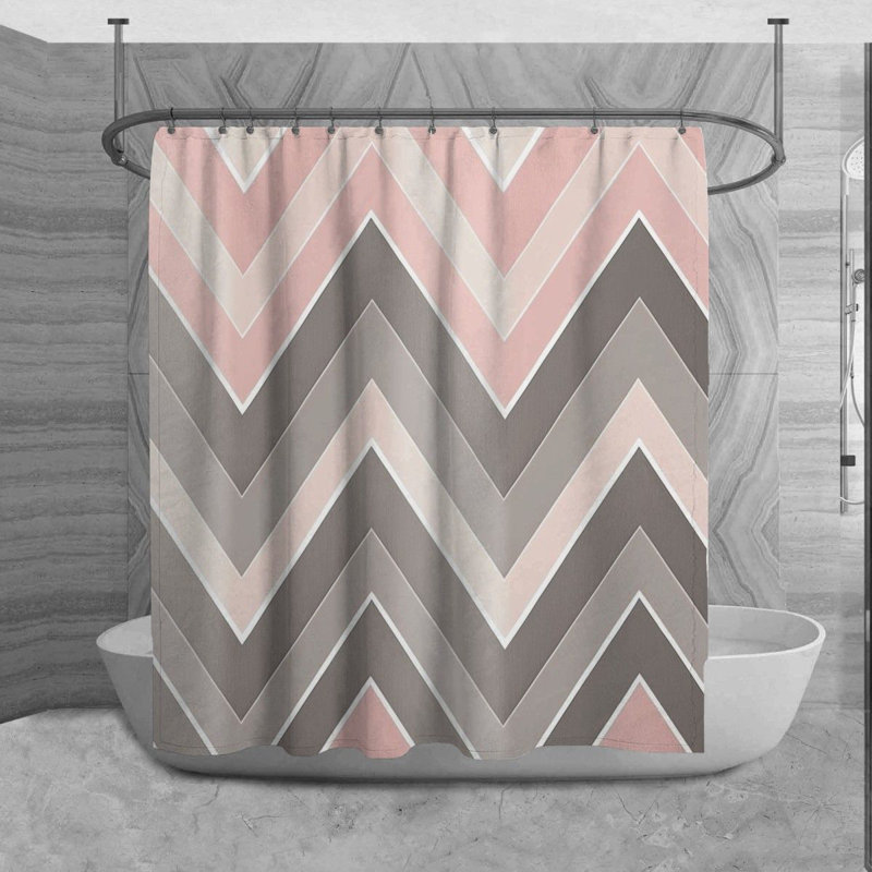 Rideau de douche Fanette, Gris / Rose, H 73 po x l 70 po