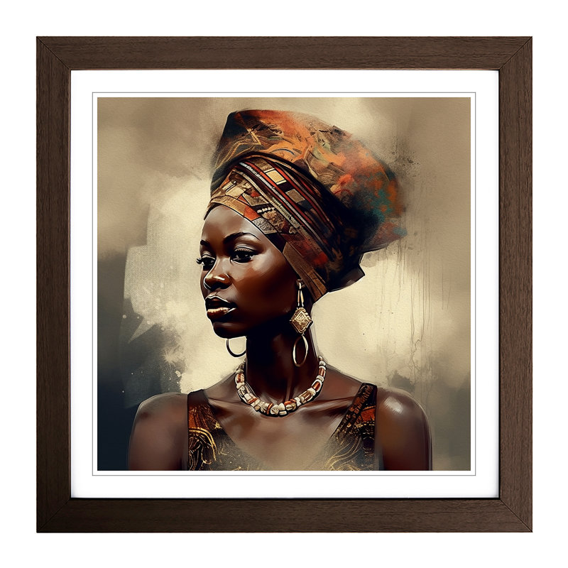 African Woman Conceptual Art - Framed Print, Walnut