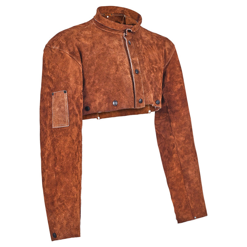 Leather Welding Cape Sleeve, Heavy Duty Flame Resistant Cowhide Safety Cape Sleeves for Men Women, Heat-Resistant for Welding, Blacksmithing, Woodworking, Gardening, L-Size